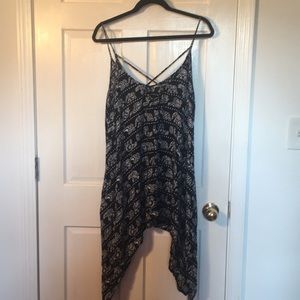 Navy Blue/White elephant long tank